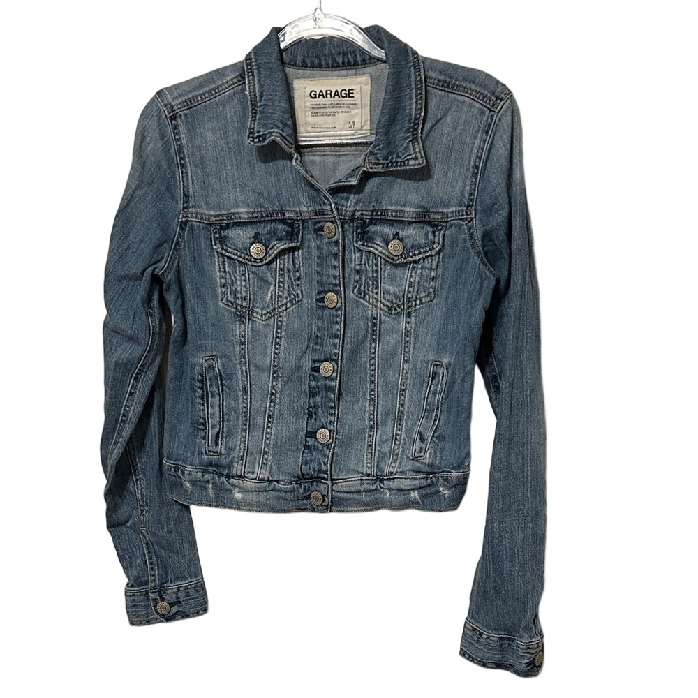 🐼GARAGE women’s Classic Blue Jean Jacket size S/P GUC